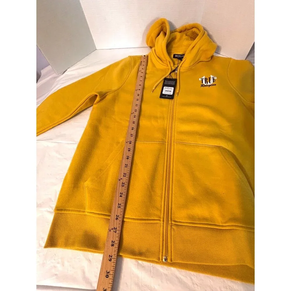 True Religion Men’s XL Mustard Yellow Buddha Graphic Zip Hoodie NWT Streetwear‎